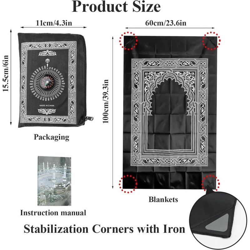 Pocket Size Portable Travel Prayer Mat With Compass 