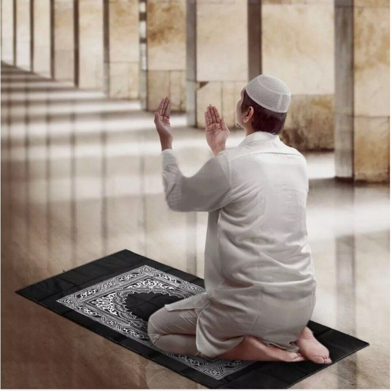 Muslim Pray Pad Portable Islam Pocket Size Prayer Mat with Compass  