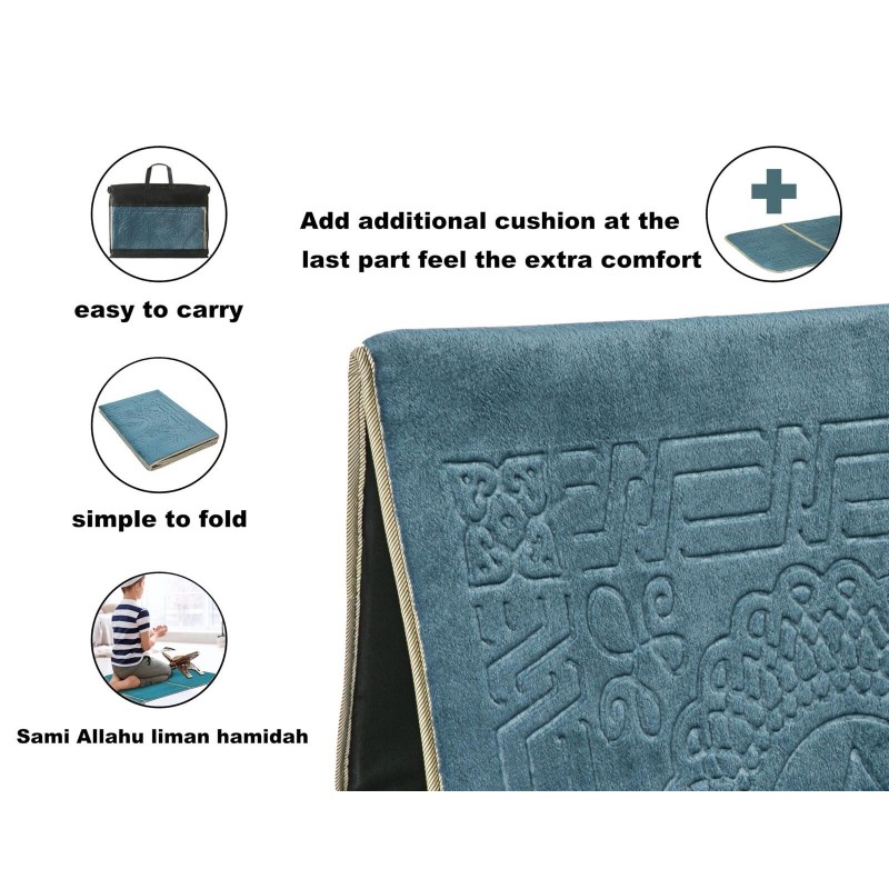  Islamic Thick Padded Soft Foldable Travel Prayer Mat With Back Support   