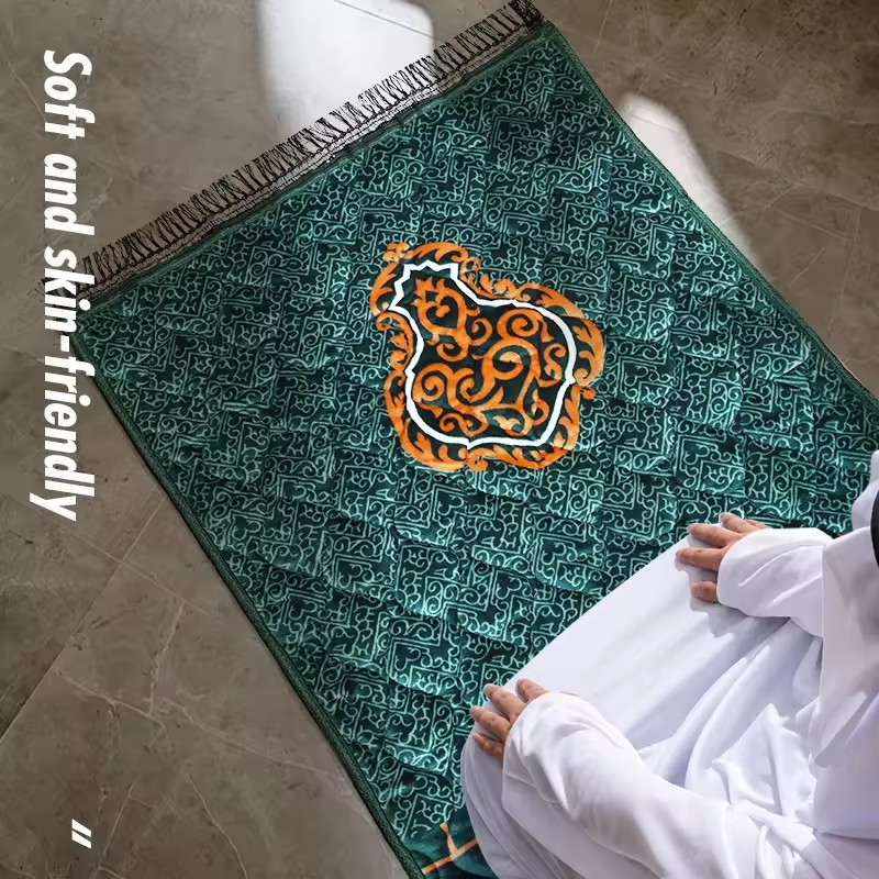 Muslim Islamic Ramadan Soft Embossed Foam Non Slip  Prayer Mat 