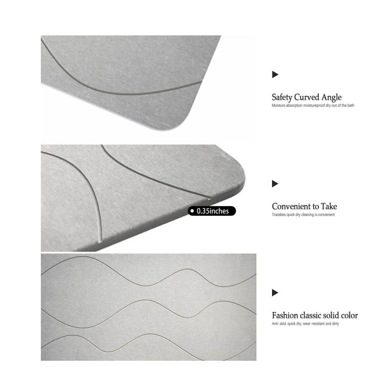 Quick Drying  Durable Bathroom Diatomite Mat 