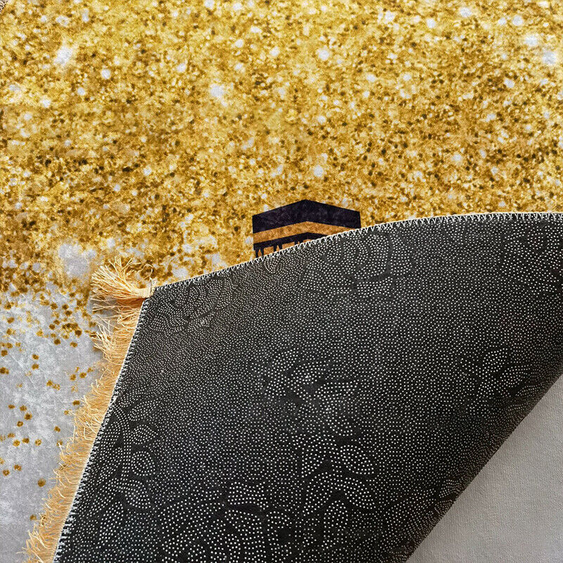 Soft Golden Diamond Velvet Muslim Non-slip Prayer Mat 